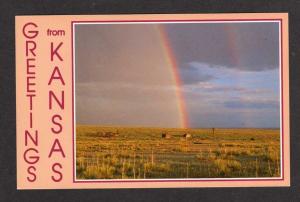 KS Greetings from KANSAS Rainbow Postcard PC