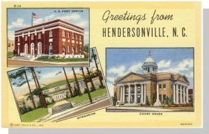 Henderson, North Carolina/NC Postcard, Greetings/Post Office, Gym, Court House