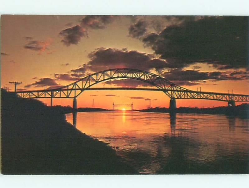 Pre-1980 BRIDGES AT SUNSET Cape Cod Canal - Bourne Massachusetts MA W5374-13