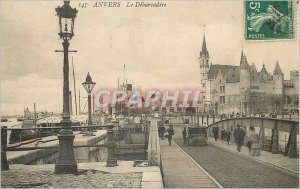 Postcard Old Antwerp Debarcadere Boat