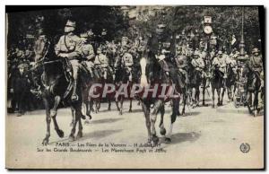 Old Postcard Fetes The Army Victory in Paris July 14, 1919 On the Grands Boul...