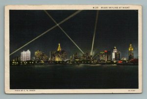 Miami Skyline at Night Florida Postcard