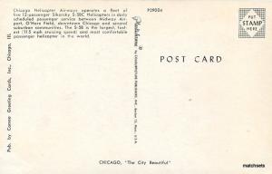 1960's CHICAGO ILLINOIS Helicopter Airways Cameo Plastichrome postcard 12012
