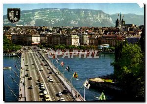 Modern Postcard Geneve The Mont Blanc Bridge and Cathedral
