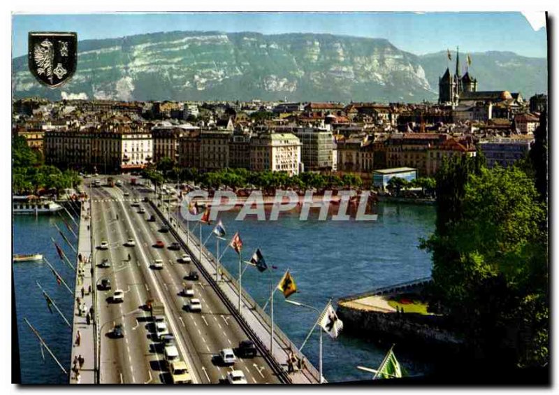 Modern Postcard Geneve The Mont Blanc Bridge and Cathedral