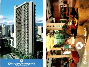 2~Postcards  Waikiki, Honolulu HI Hawaii  OUTRIGGER PRINCE KUHIO HOTEL & LOBBY