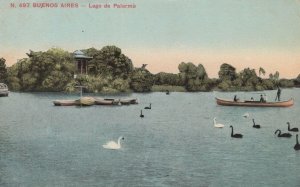 Palermo Buenos Aires Lago Argentina Rowing Boat Old Postcard