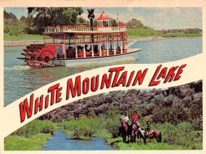AZ, Arizona  WHITE MOUNTAIN LAKE  Paddle Boat~Horses NAVAJO CO  3¾ X 5 Postcard