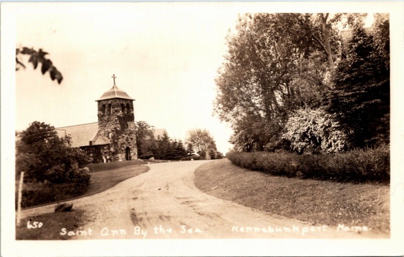 RPPC Real Photo Postcard ME Kennebunkport Saint Ann by the Sea Church 1930s S114