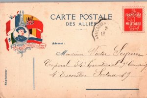 VINTAGE POSTCARD WORLD WAR 1 FRENCH MILITARY CARD TO FELLOW-IN-ARM SOLDIER 1916