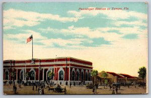 Passenger Station Train RR Cars Horse & Carts Depot Tampa C1900's Postcard N15