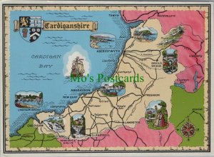 Cartography Postcard - Map of Cardiganshire and Cardigan Bay Ref.RR17118