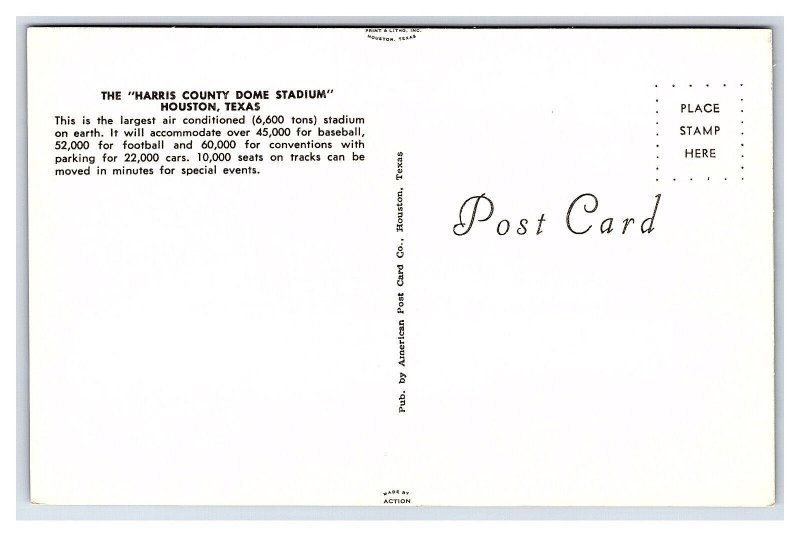 The Harris County Dome Stadium Houston Texas Postcard