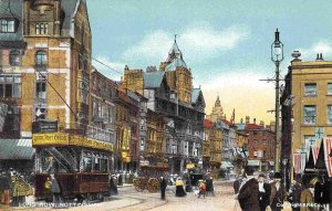 Long Row Street Scene Trams Nottingham Notts UK 1910c postcard