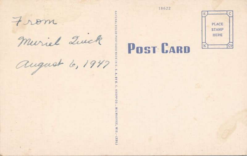 Grand Rapids MI, Michigan - YMCA Building - Message dated 1947