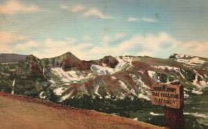 Vintage Postcard 1930s Highest Point Trail Ridge Road Rocky Mtn National Park CO