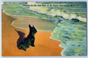1944 Manasquan New Jersey NJ Vintage Postcard Waiting My Pals Here Beach Posted