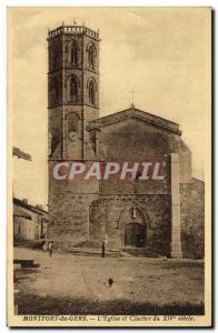 Old Postcard Monfort Gers The Church and Bell Tower of the XIV th century