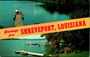 Dual View Banner Greetings From Shreveport LA Louisiana Chrome Postcard E10