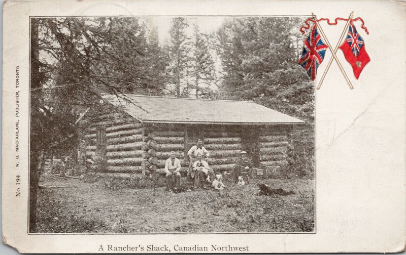 A Rancher's Shack Canadian Northwest Red Ensign Patriotic Postcard G81 *as is