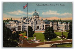 Parliament Buildings Victoria BC British Columbia Canada UNP Linen  Postcard B19