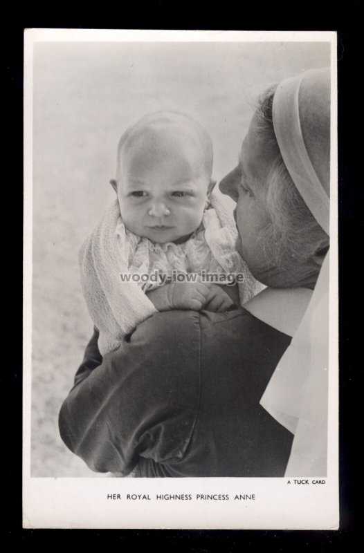 r4309 - HRH Princess Anne as a young baby in her Nurses arms - postcard