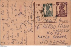 India Postal Stationery George VI 1/2 A Jodhpur cds