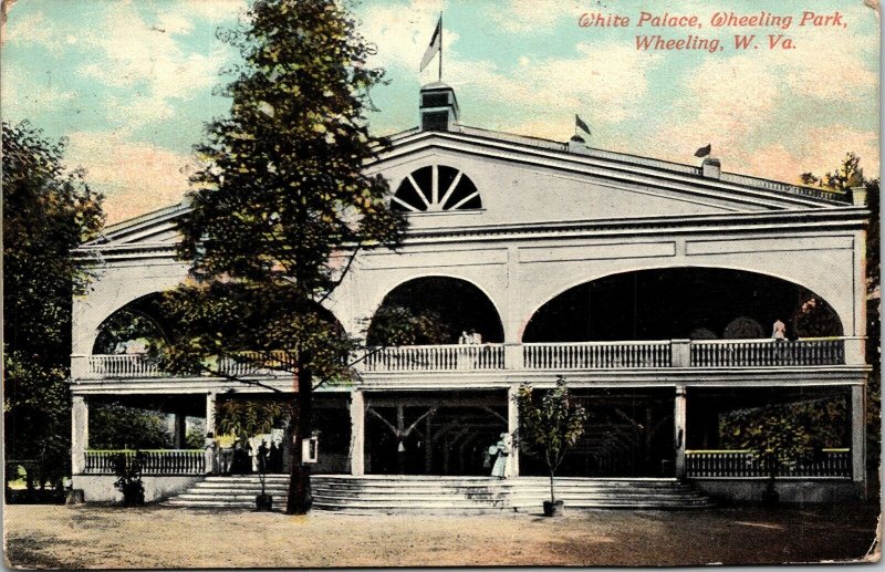 White Palace Wheeling Park West Virgina WV Antique Postcard DB PM Cancel WOB 