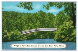 c1940 Bridge Horseshoe Canyon Starved Rock State Park Illinois Unposted Postcard