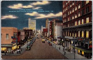 1949 Capitol Street Looking East Showing Old Capitol Jackson Miss. Postcard