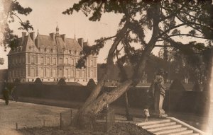 Vintage Postcard 1910's Parc De Sceaux Le Chateau Et La Statue De l Hiver France