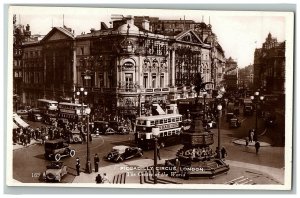 1920s Piccadilly Circus London Centre World Ever-Ready Razors Cars Buses Rppc 