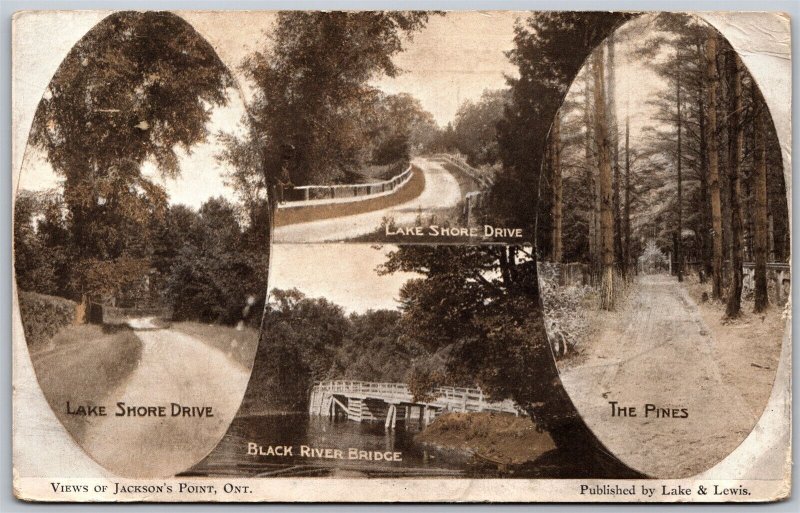 Postcard Jackson's Point Ontario c1909 Scenic Multi Views by Lake & Lewis