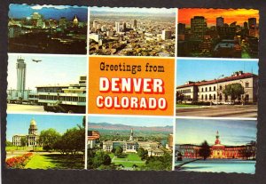 CO Greetings From Denver Colorado Postcard Stapleton Airport Multi View