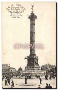 Paris Old Postcard Bastille Square July Column