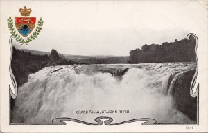 Grand Falls St. John River New Brunswick Patriotic Embossed Unused Postcard H55