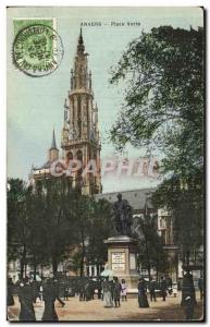 Old Postcard Antwerp Place Verte