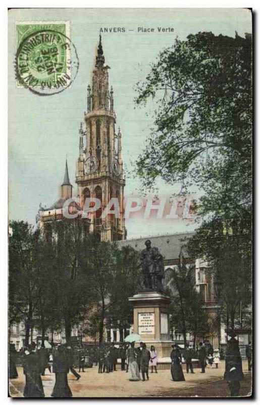 Old Postcard Antwerp Place Verte