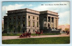 DENVER, CO  ~ CARTER MUSEUM & City Park 1917 Cars w/Slogan Cancel Postcard