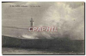 Old Postcard Lighthouse Les Sables d & # 39Olonne A heavy sea