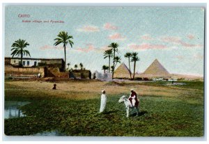 c1910 Arabic Village and Pyramides Cairo Egypt Antique Posted Postcard