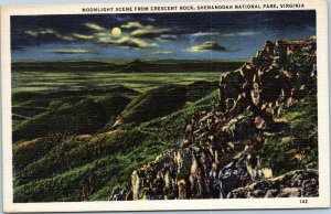 postcard Moonlight Scene from Crescent Rock Shenandoah National Park Virginia