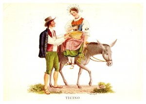 Postcard Switzerland Old Swiss National Costumes drawing by David Aloys Schmid
