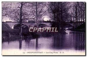 Neufchateau Old Postcard The five bridges