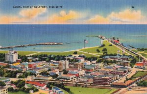 Aerial View Gulfport Mississippi Linen Postcard 2R5-53