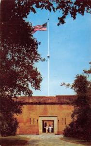 Savannah Georgia~Ladies Enter Sally Port of Fort Pulaski~1950s US Flag