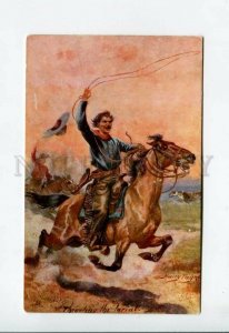 3157125 USA Cowboy HORSE Throwing lasso by PAYNE vintage PC