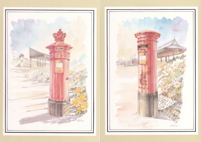 Liverpool Garden Festival Pillar Post Box 2x Postcard s