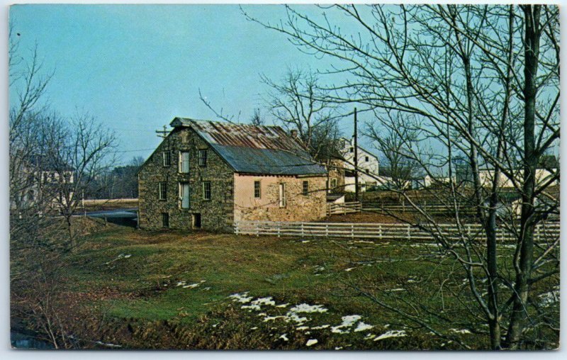 Postcard - Old stone building with its old mill - East Berlin, Pennsylvania