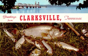 Tennessee Clarksville Greetings With L & N Railroad Bridge Over Kentucky Lake...